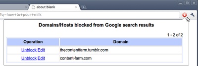 Google Chrome, Personal Blocklist