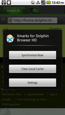 Xmarks доступен на браузере Dolphin HD