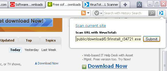 Opera, расширение VirusTotal, сканирование ссылок и сайтов через сервис VirusTotal