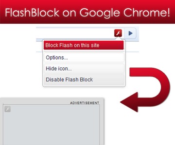 Google Chrome, расширение FlashBlock, блокировка Flash (флеш-контента)
